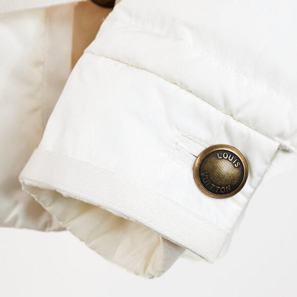 Louis Vuitton Cream Mink-Hood Belted Down Jacket - Picture 7 of 16